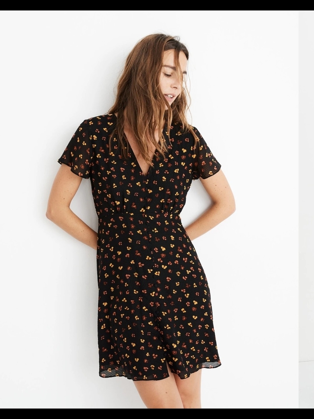 ✨ Madewell Silk Button-Front Swing Dress in Feline Floral Size 2 ✨